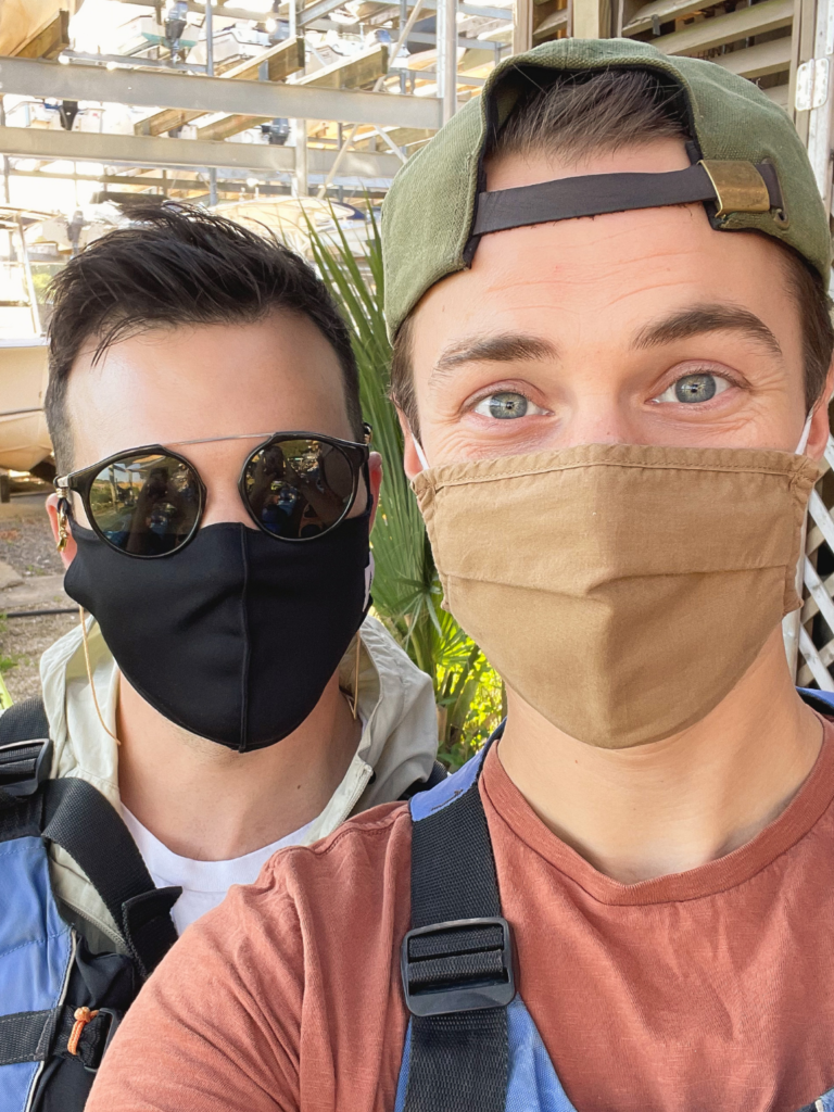 Two gay men ready to go kayaking in South Carolina