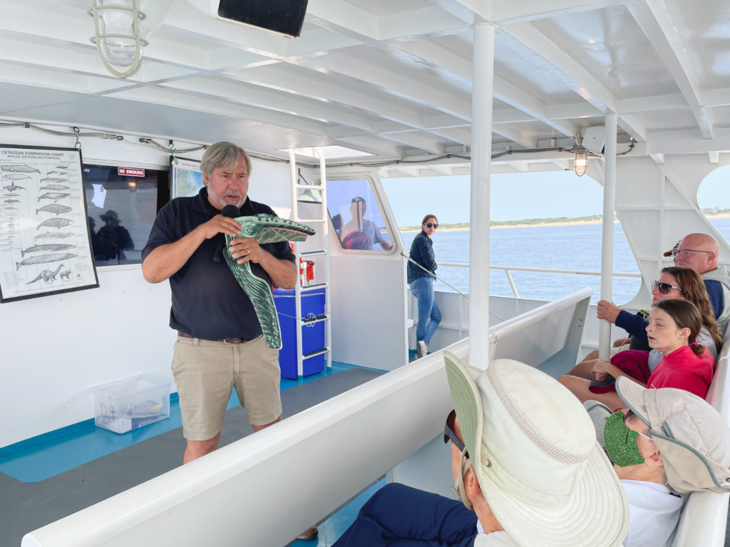 guests learning about whale during an ethical tour