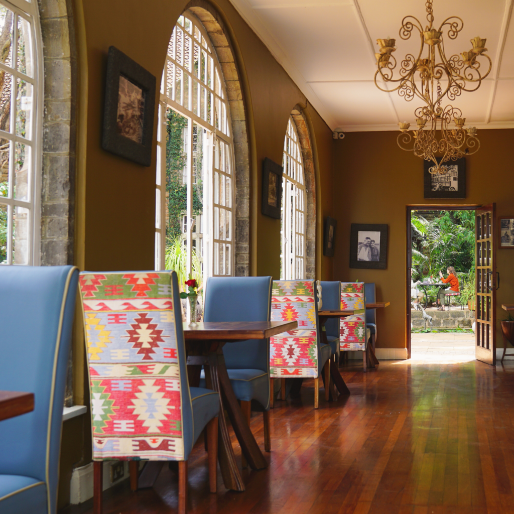 The main breakfast room at Giraffe Manor, Nairobi, Kenya