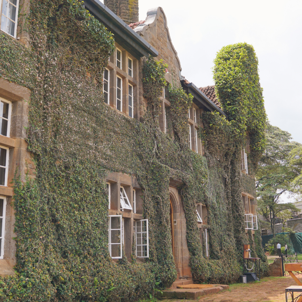 the main building at Giraffe Manor