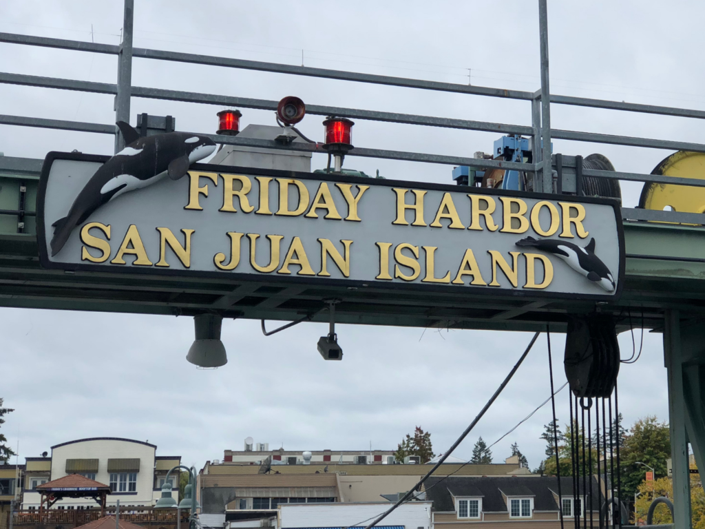 Iconic Friday Harbor Ferry Terminal sign.