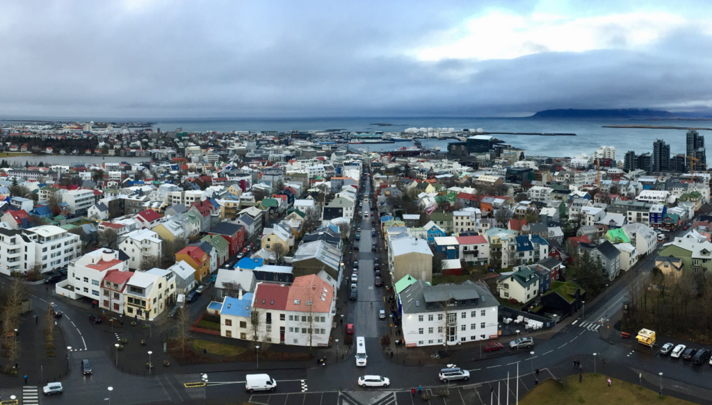 View of Reykjavik from the tallest building, Hallgrímskirkja.